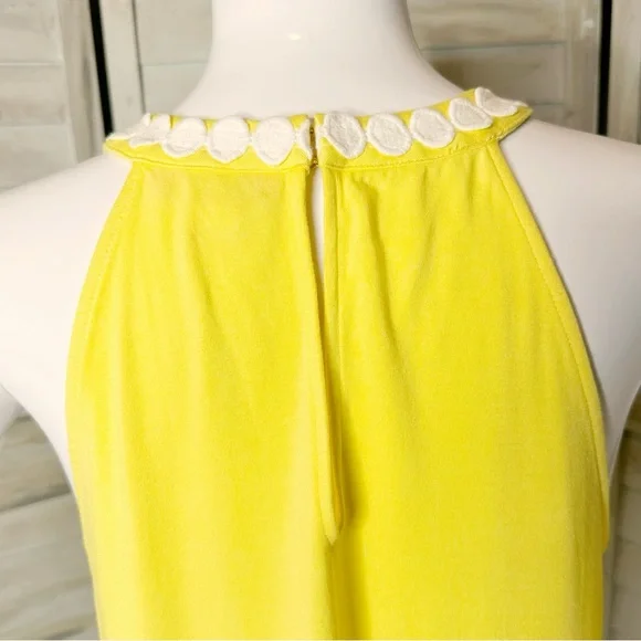 Lilly Pulitzer Dawn halter top Small pineapple juice yellow + white crochet lace - Picture 5 of 11